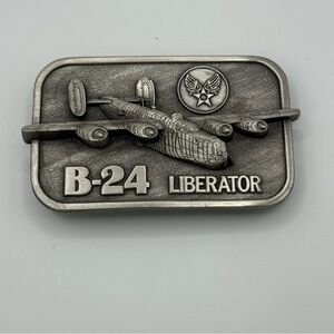B-24 Liberator WWII American Military Aircraft 1982 Vtg Collectors Belt Buckle